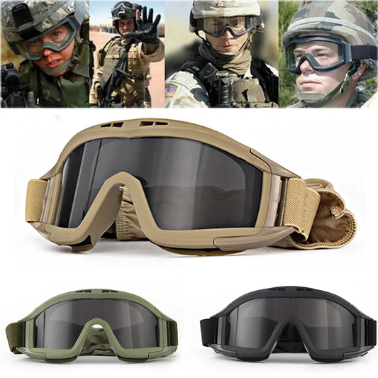 Óculos táticos para airsoft, 3 lentes, à prova de vento, poeira, tiro, motocross, motocicleta, montanhismo, cs, proteção segura