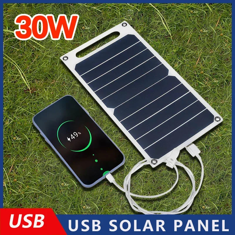 Painel solar de 30w com usb, à prova d'água,bateria portátil, carregamento de celular, painel de carregamento 6.8v