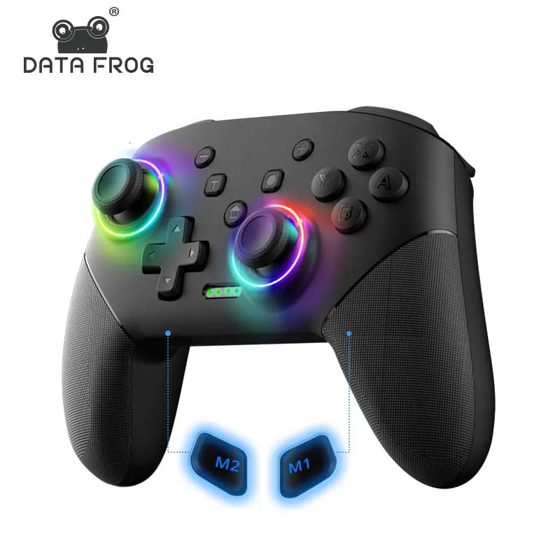 Controlador sem fio data frog para nintendo switch oled/lite console pro gamepad com bateria de 1000mah função turbo programável