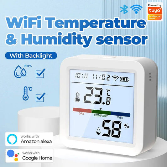 Sensor de umidade de temperatuda de vida inteligente ,wifi ,alexa, google e assistências em casa