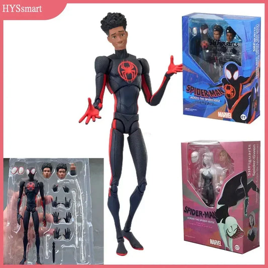 Marvel Legends Shf Homem-Aranha Miles Morales Gwen Figuras de ação Homem-Aranha através do verso-aranha Figura Ko Spiderman Modelo Brinquedos